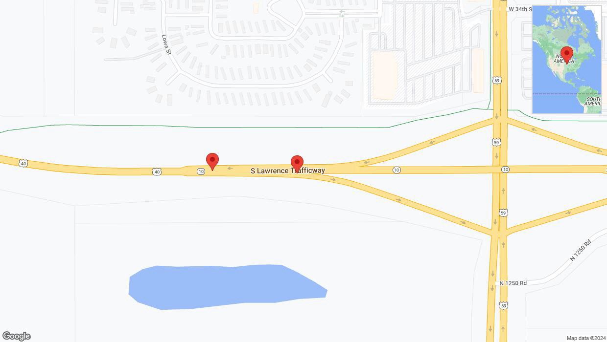 A detailed map that shows the affected road due to 'K-10 East Richtung US-59/East 1300 Road' on January 28th at 9:15 a.m.