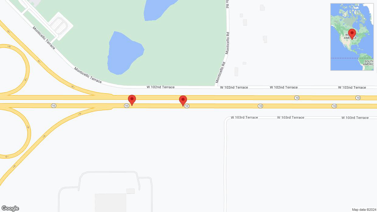 A detailed map that shows the affected road due to 'K-10 Richtung South Woodland Street' on February 5th at 6:19 p.m.
