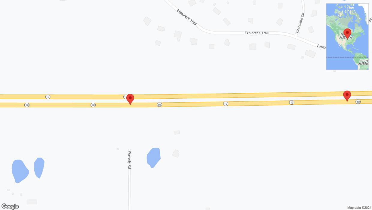 A detailed map that shows the affected road due to 'K-10 Richtung South Cedar Creek Parkway' on February 7th at 8:14 a.m.