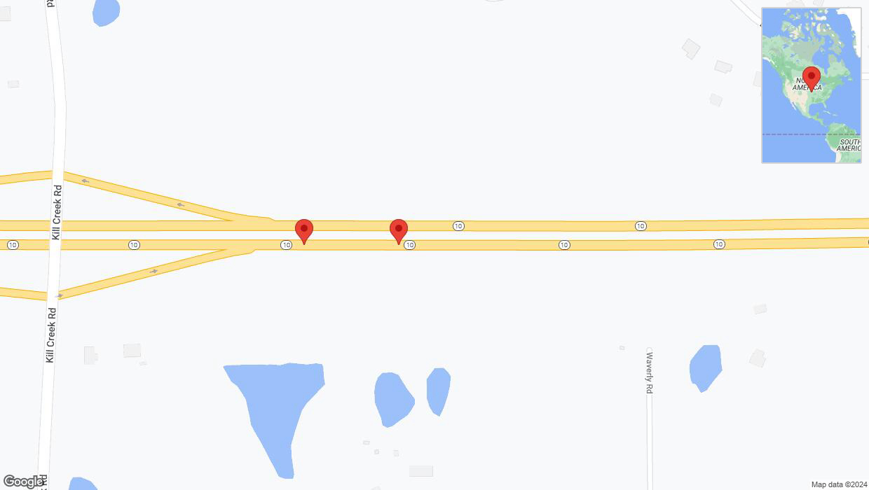 A detailed map that shows the affected road due to 'K-10 Richtung South Cedar Creek Parkway' on February 15th at 10:54 p.m.