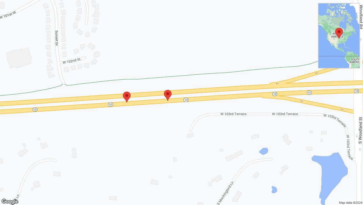 A detailed map that shows the affected road due to 'K-10 Richtung South Woodland Street' on March 11th at 5:44 p.m.