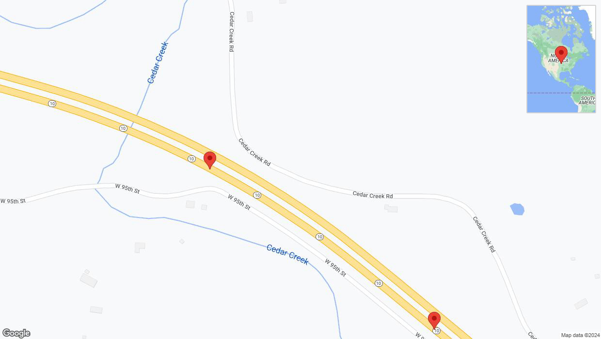 A detailed map that shows the affected road due to 'K-10 Richtung South Cedar Creek Parkway' on March 12th at 10:55 a.m.