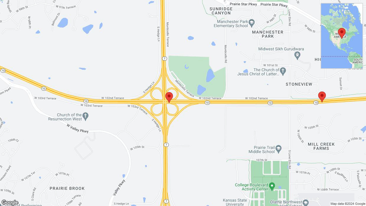 A detailed map that shows the affected road due to 'K-10 Richtung South Woodland Street' on April 15th at 5:42 p.m.