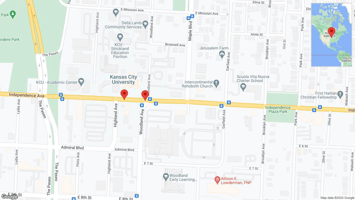 A detailed map that shows the affected road due to 'Independence Avenue/US-24 closed in Kansas City' on May 3rd at 6:40 p.m.