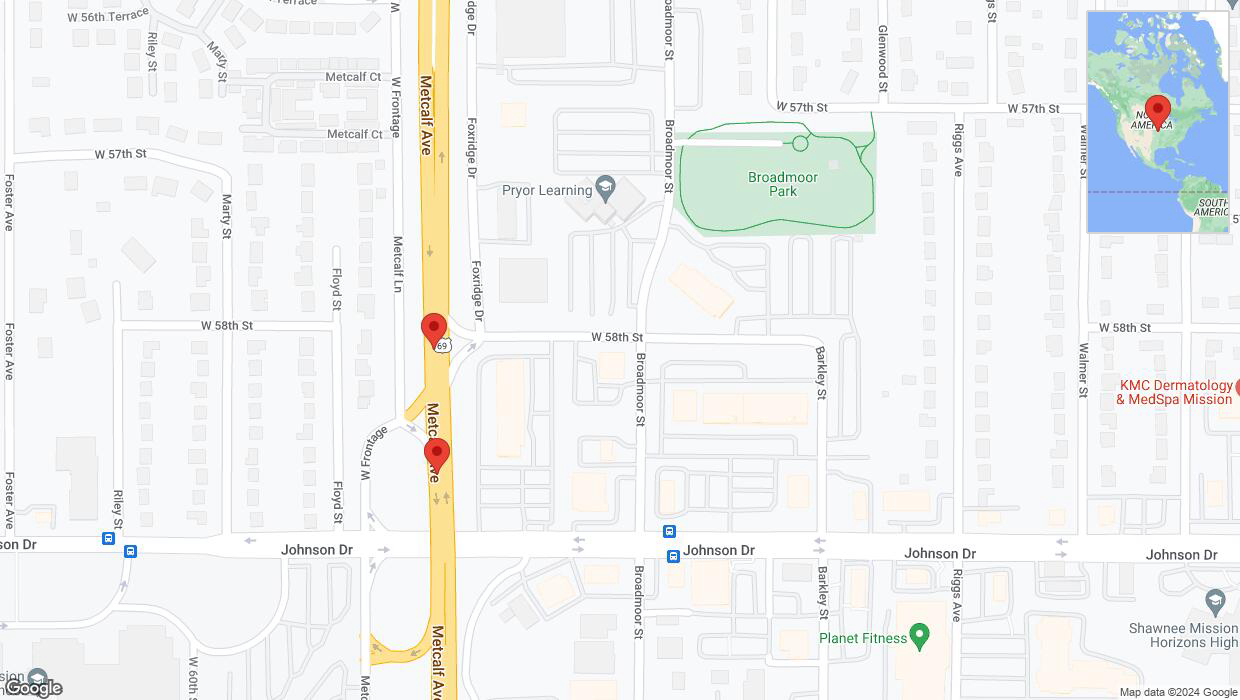 A detailed map that shows the affected road due to 'Mission: US-69/Metcalf Avenue/US-169 closed' on May 3rd at 12:03 p.m.