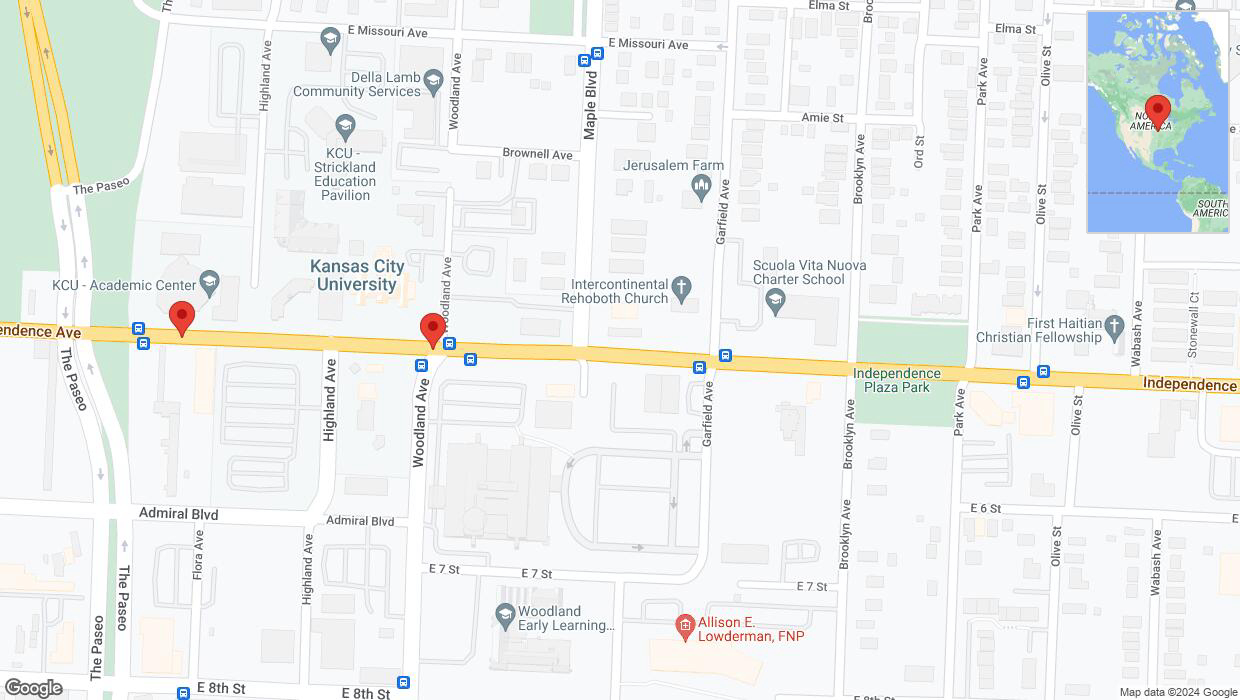 A detailed map that shows the affected road due to 'Independence Avenue/US-24 temporarily closed in Kansas City' on May 6th at 9:40 p.m.