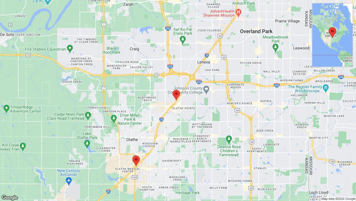 A detailed map that shows the affected road due to 'Drivers cautioned as heavy rain triggers traffic concerns on westbound I-35 in Lenexa' on May 6th at 11:05 p.m.