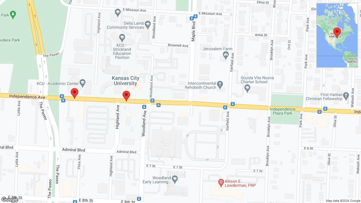 A detailed map that shows the affected road due to 'Independence Avenue/US-24 temporarily closed in Kansas City' on May 9th at 10:38 p.m.