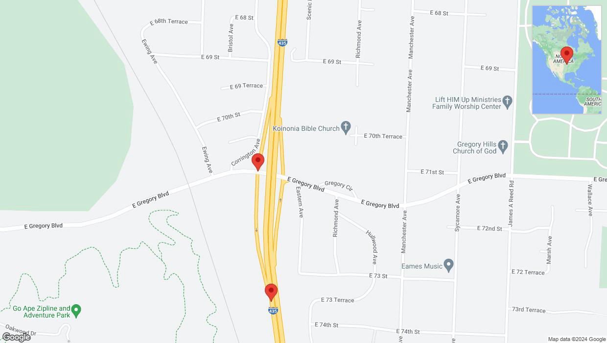 A detailed map that shows the affected road due to 'Strupwood Court temporarily closed in Kansas City' on May 10th at 12:16 p.m.