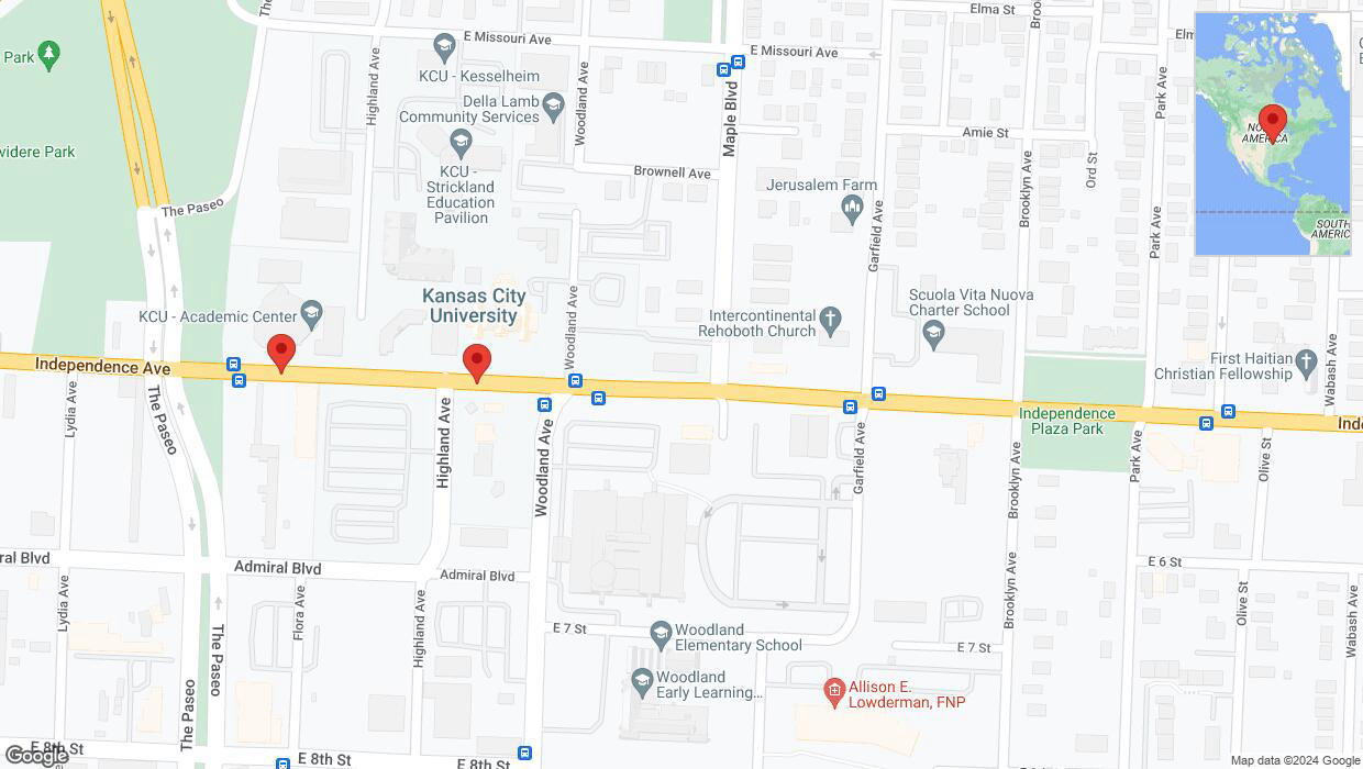 A detailed map that shows the affected road due to 'Kansas City: Independence Avenue/US-24 temporarily closed' on May 16th at 11:10 p.m.