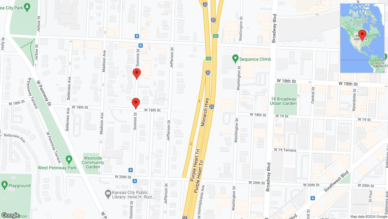 A detailed map that shows the affected road due to 'Kansas City: West 18th Street temporarily closed' on May 15th at 11:58 a.m.