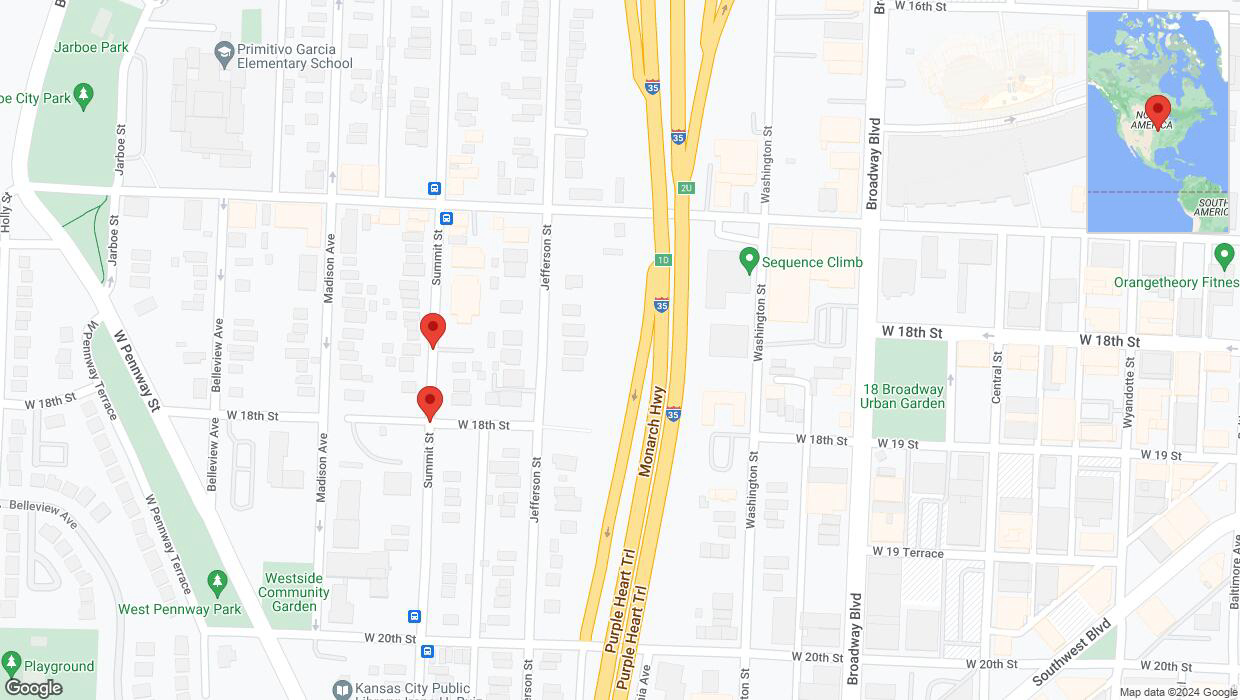 A detailed map that shows the affected road due to 'Summit Street closed in Kansas City' on May 15th at 1:31 p.m.