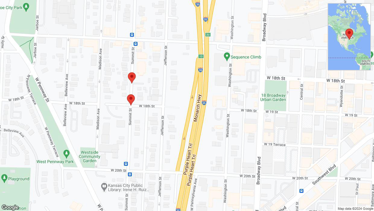 A detailed map that shows the affected road due to 'Kansas City: West 18th Street temporarily closed' on May 15th at 3:35 p.m.