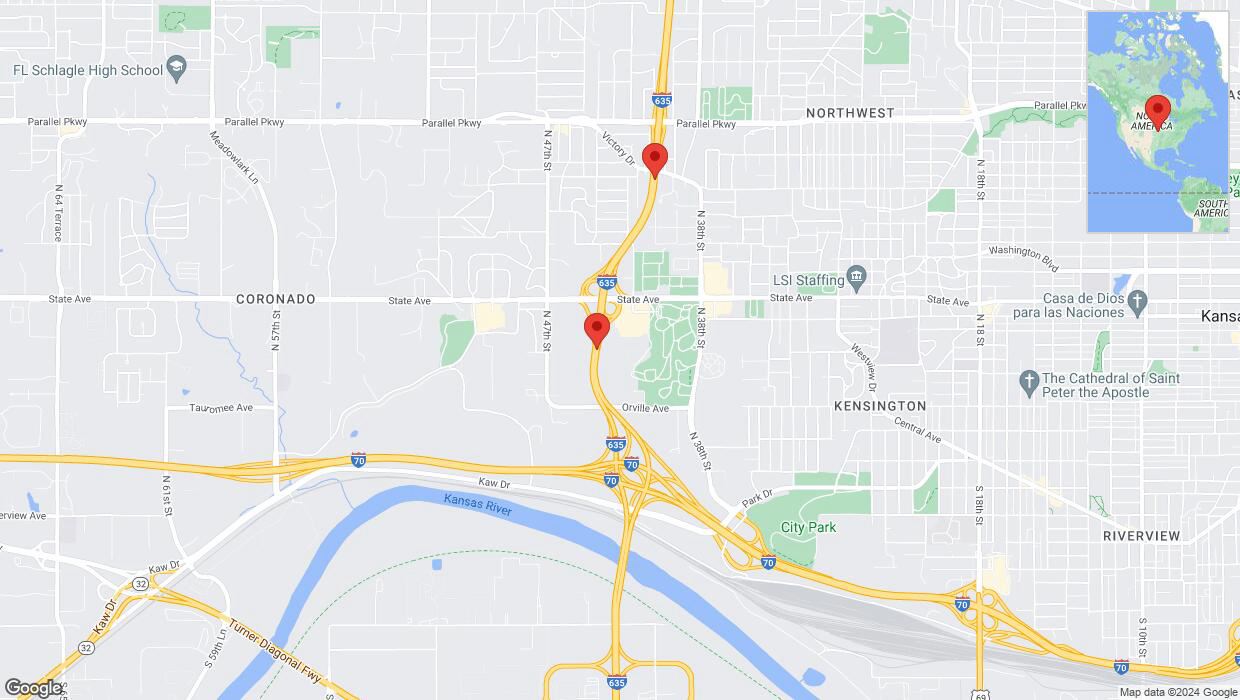 A detailed map that shows the affected road due to 'Warning: Crash on northbound I-635 in Kansas City' on May 20th at 10:49 p.m.