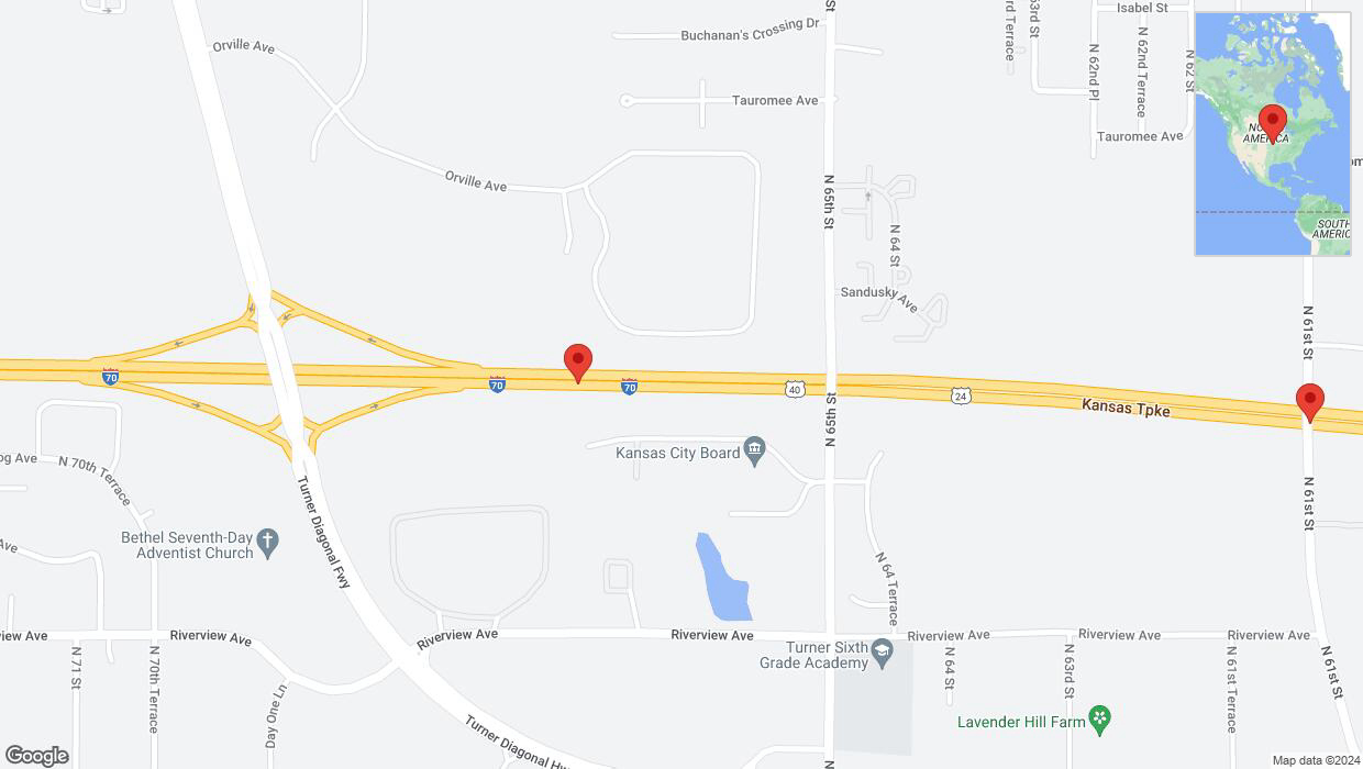 A detailed map that shows the affected road due to 'A crash has been reported on eastbound I-70' on May 21st at 5:31 p.m.