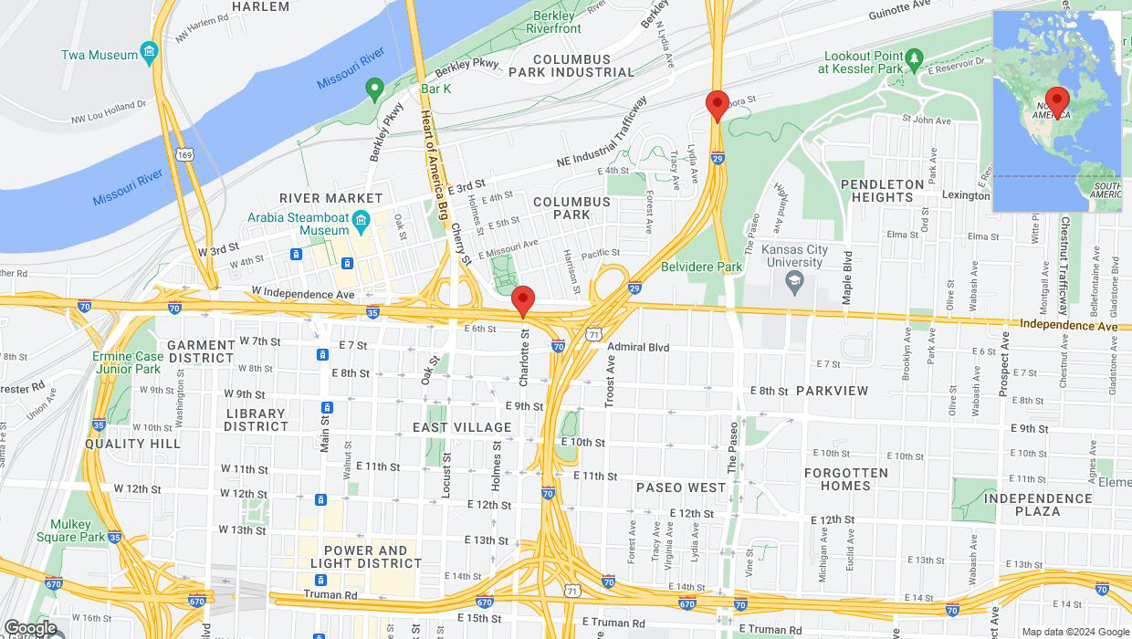 A detailed map that shows the affected road due to 'Drivers cautioned as heavy rain triggers traffic concerns on northbound I-35 in Kansas City' on May 21st at 4:02 p.m.