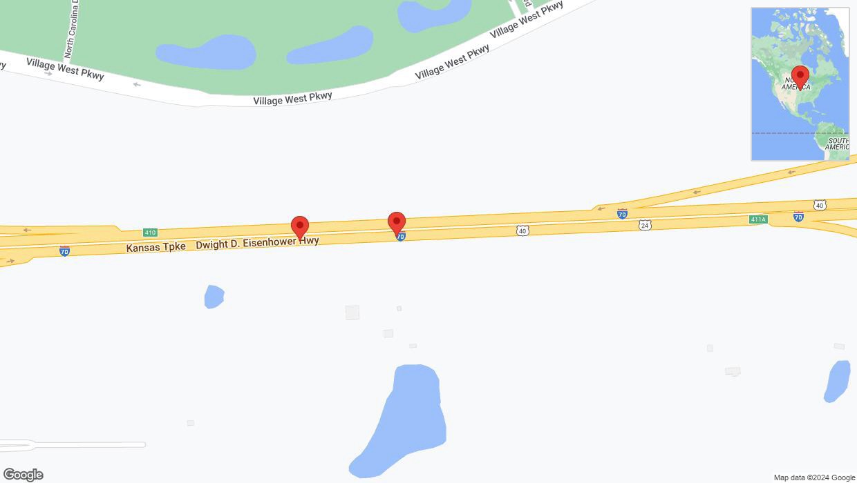 A detailed map that shows the affected road due to 'Reports of a crash on eastbound I-70' on May 21st at 11:25 p.m.