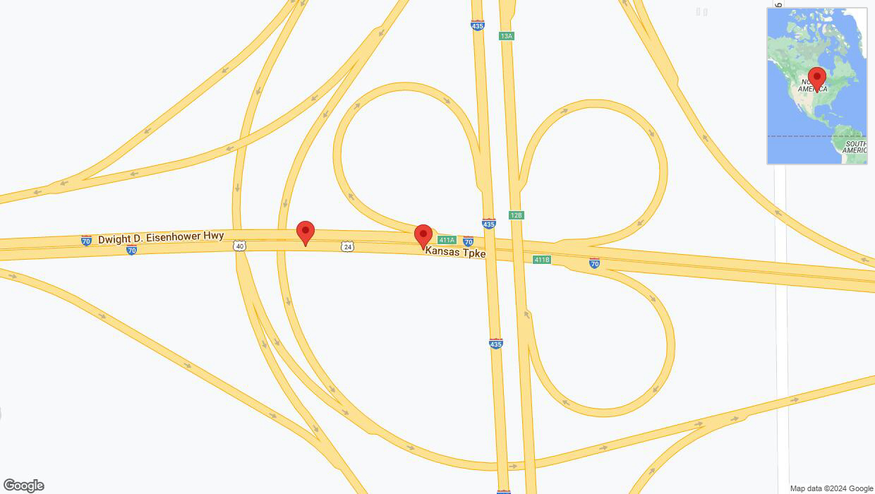 A detailed map that shows the affected road due to 'A crash has been reported on eastbound I-70' on May 22nd at 4:52 p.m.