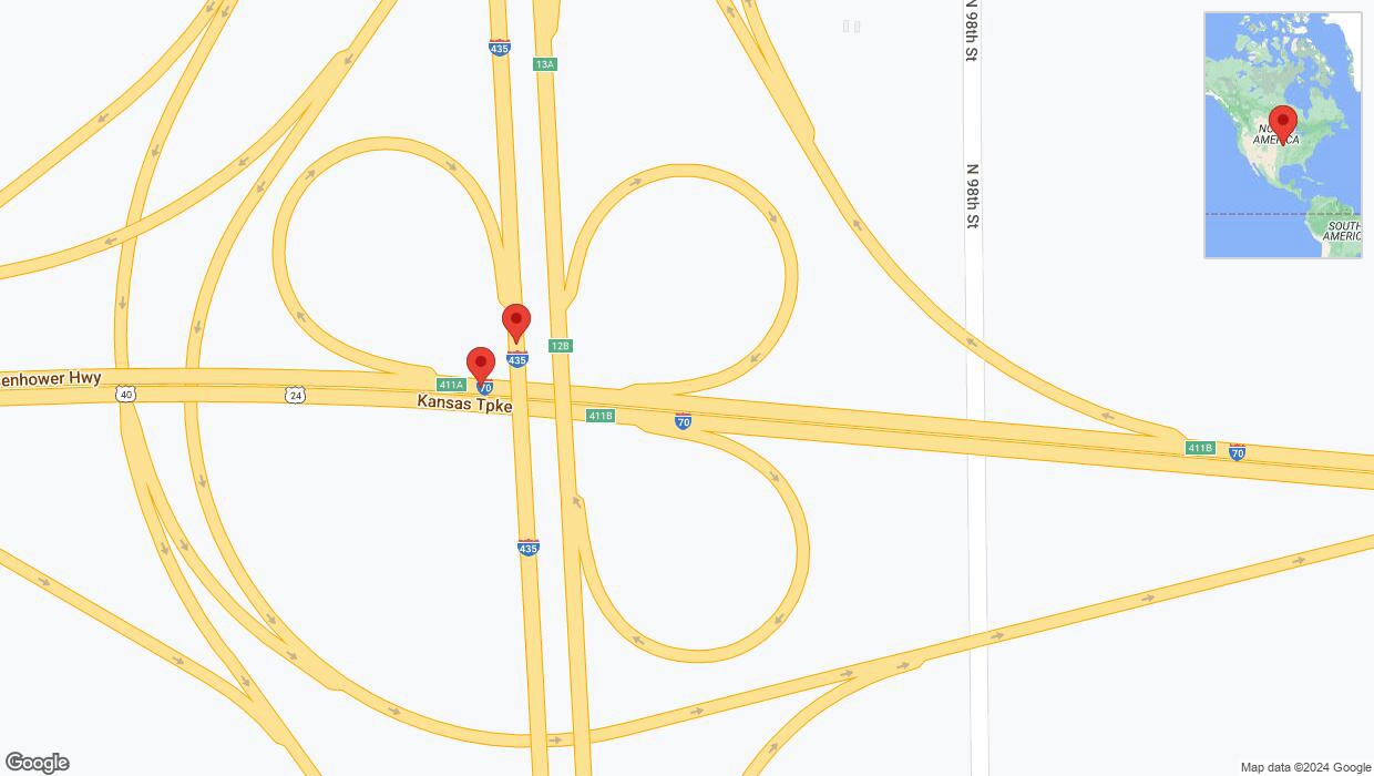 A detailed map that shows the affected road due to 'Kansas City: Kansas Turnpike closed' on May 22nd at 5:40 p.m.