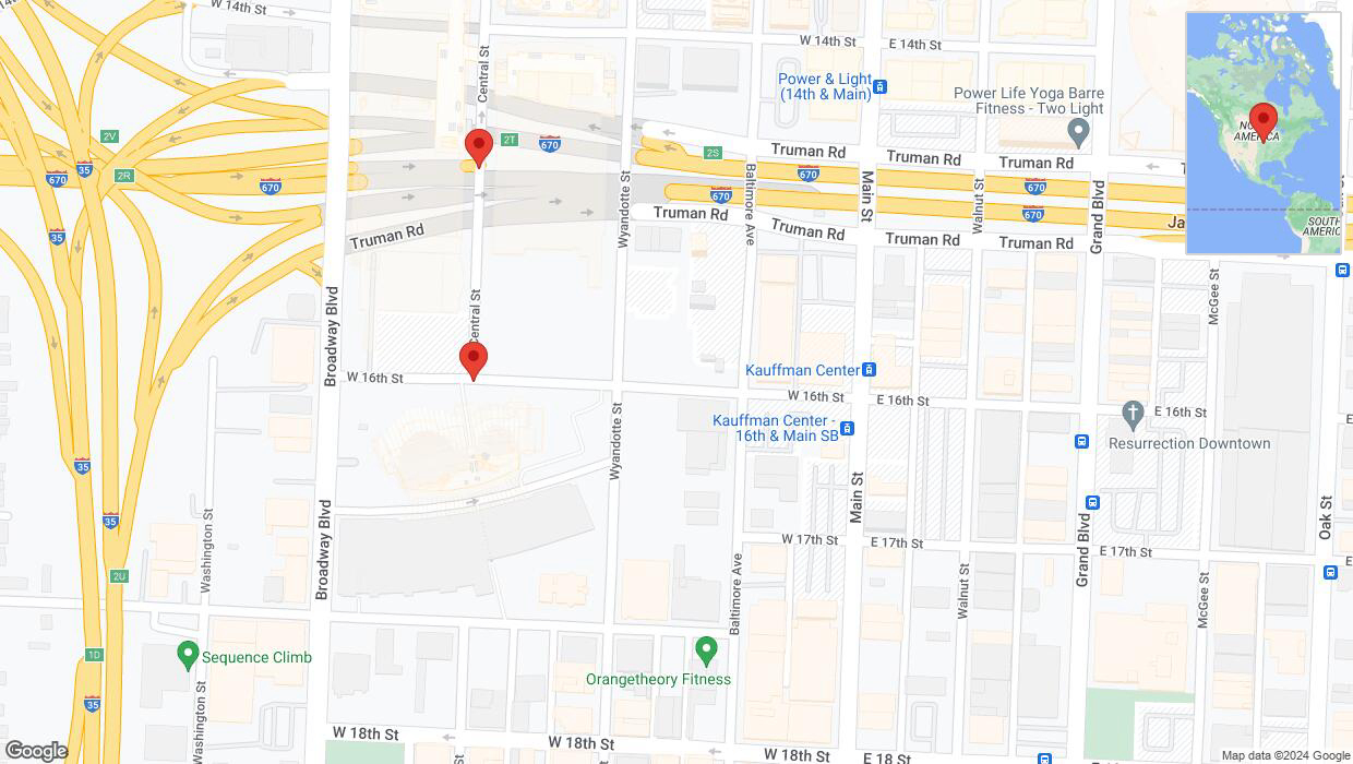 A detailed map that shows the affected road due to 'Broadway Boulevard closed in Kansas City' on May 26th at 3:01 p.m.
