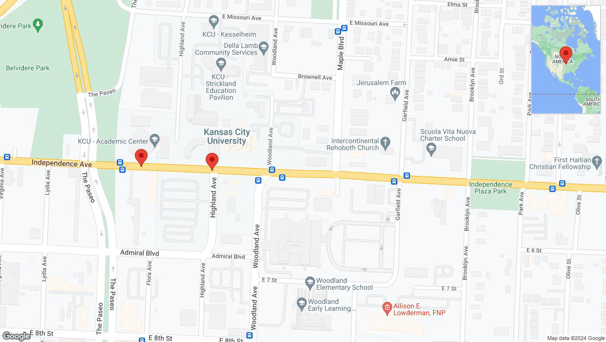 A detailed map that shows the affected road due to 'Independence Avenue/US-24 temporarily closed in Kansas City' on May 28th at 10:50 p.m.
