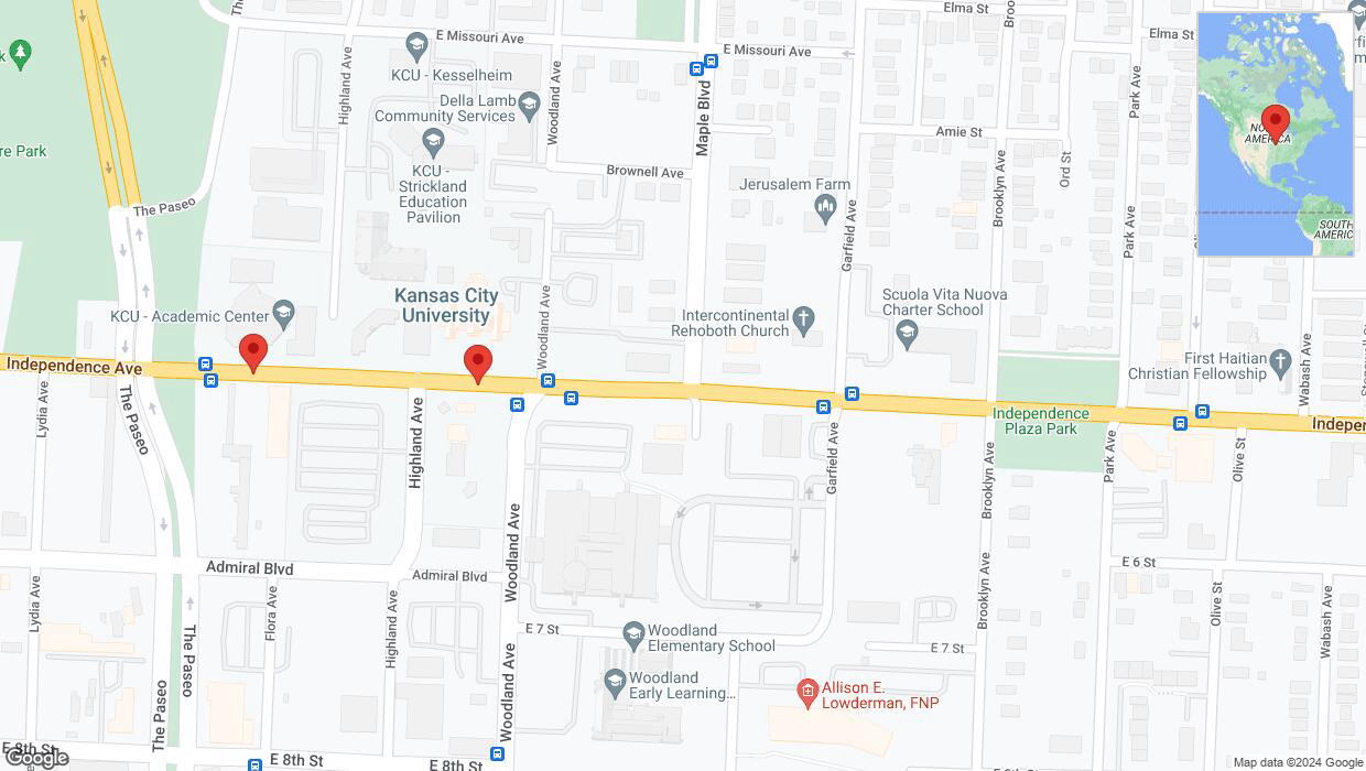 A detailed map that shows the affected road due to 'Independence Avenue/US-24 temporarily closed in Kansas City' on May 30th at 4:11 p.m.