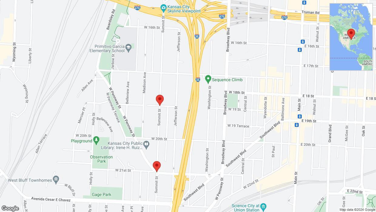 A detailed map that shows the affected road due to 'Kansas City: West 18th Street temporarily closed' on May 29th at 4 p.m.
