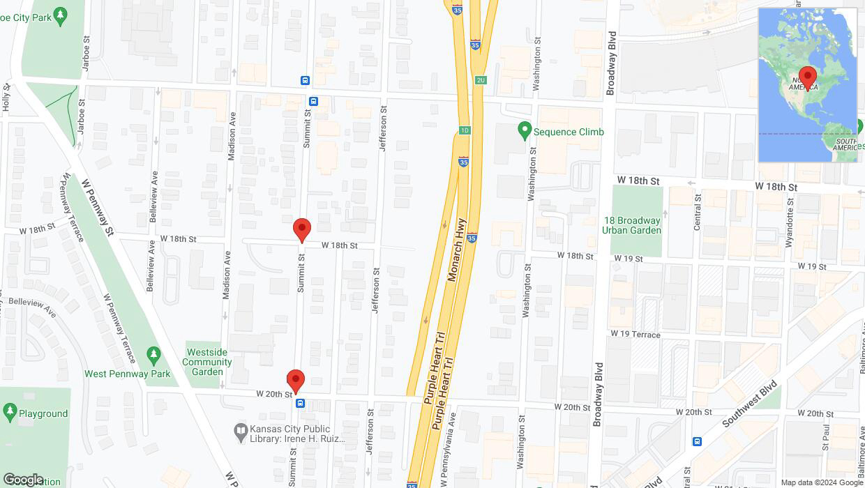 A detailed map that shows the affected road due to 'Kansas City: West 18th Street temporarily closed' on May 30th at 5:58 p.m.