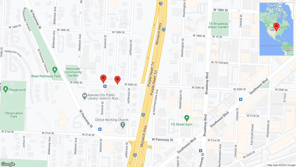 A detailed map that shows the affected road due to 'Summit Street closed in Kansas City' on May 31st at 12:54 p.m.