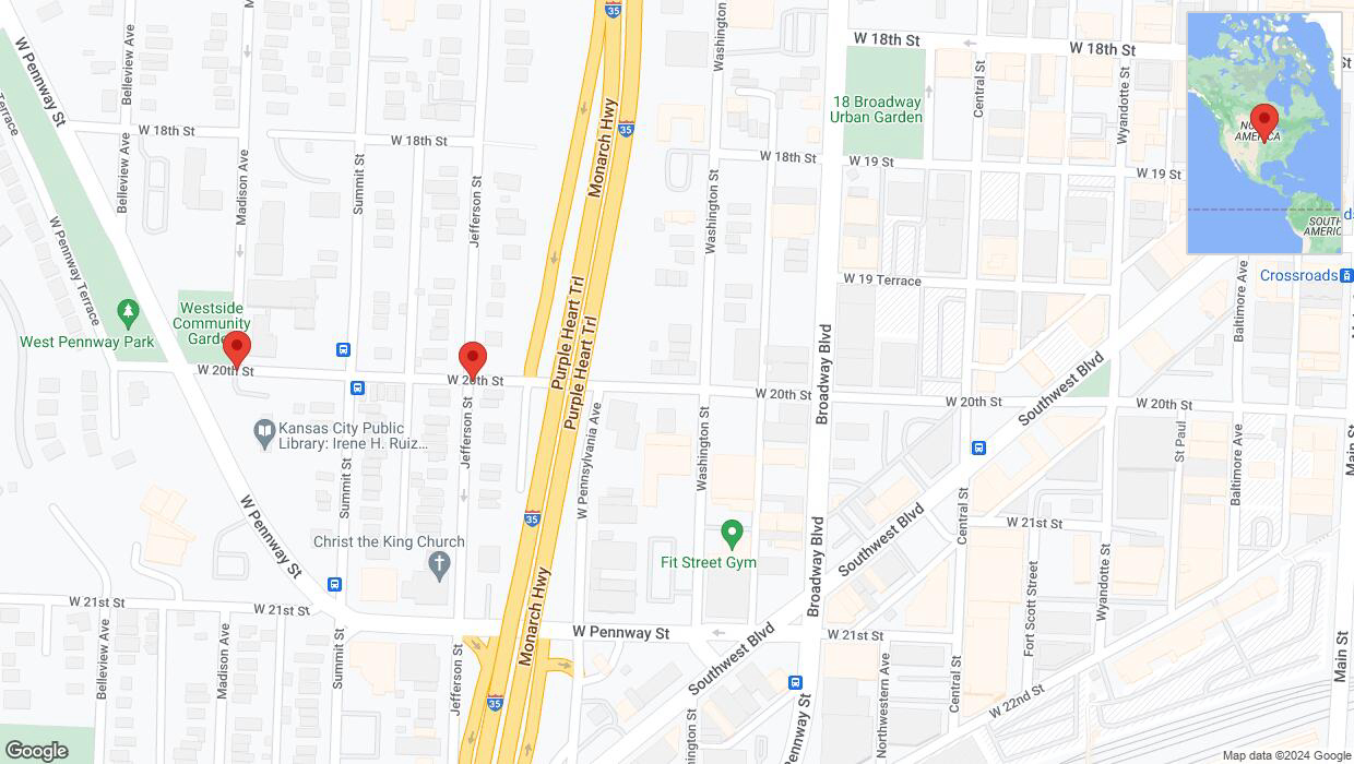 A detailed map that shows the affected road due to 'Jefferson Street temporarily closed in Kansas City' on May 31st at 3:01 p.m.