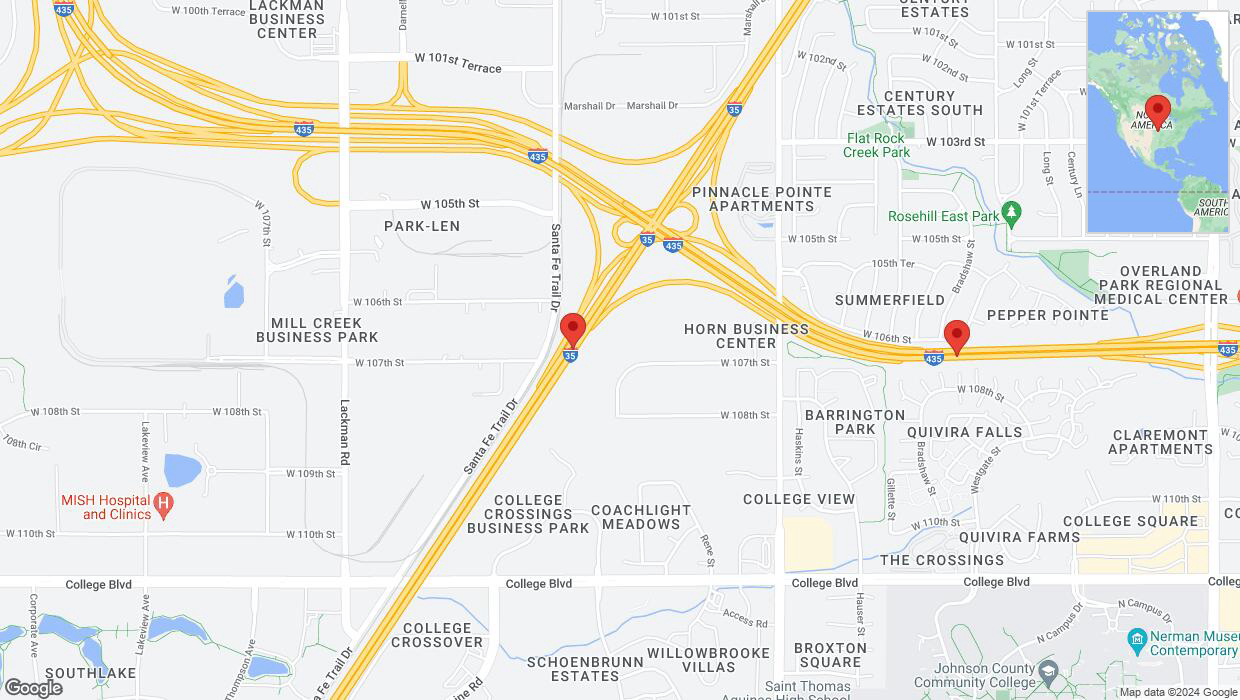 A detailed map that shows the affected road due to 'Drivers cautioned as heavy rain triggers traffic concerns on eastbound US-50 East in Lenexa' on May 31st at 4:16 p.m.