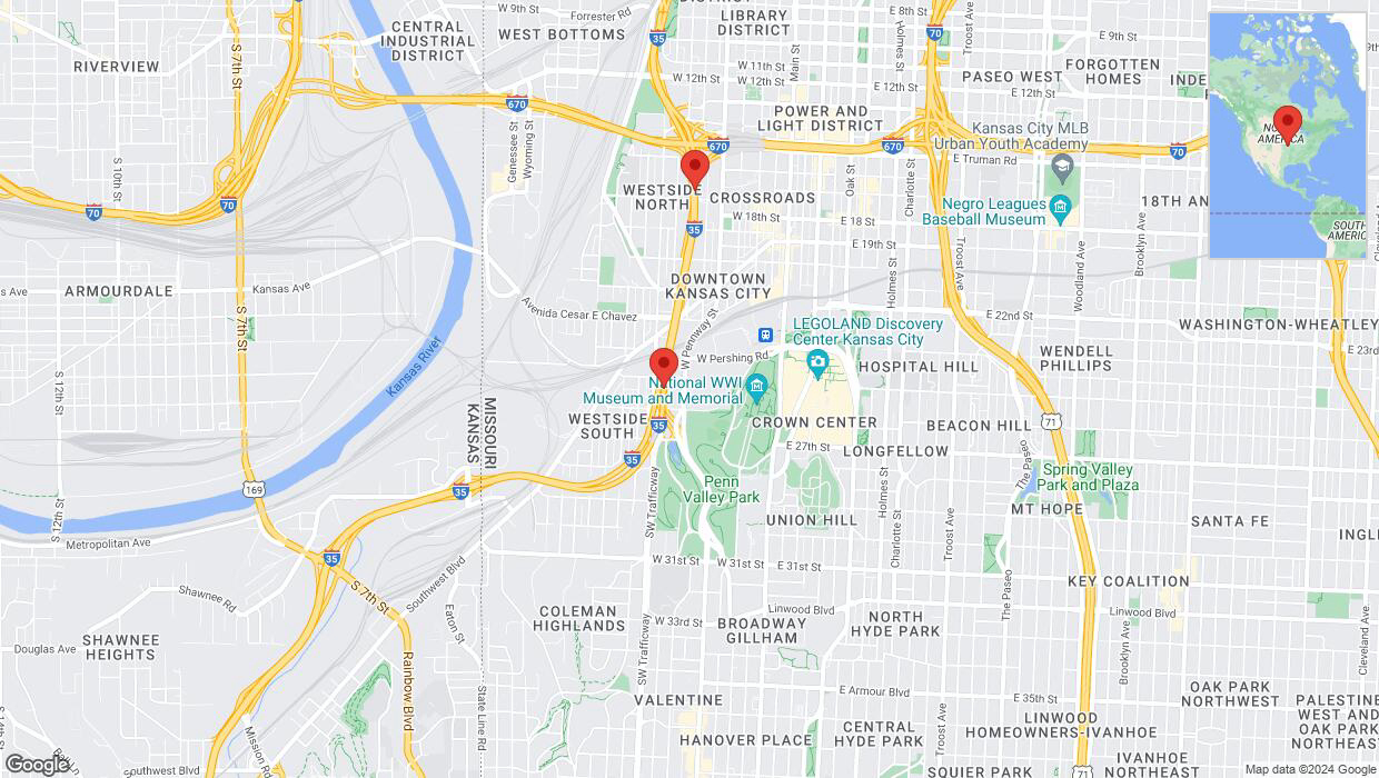 A detailed map that shows the affected road due to 'Heavy rain prompts traffic advisory on northbound I-35 in Kansas City' on May 31st at 4:58 p.m.