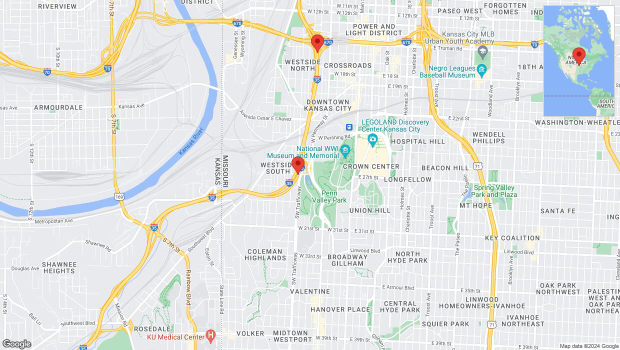 A detailed map that shows the affected road due to 'Drivers cautioned as heavy rain triggers traffic concerns on northbound I-35 in Kansas City' on May 31st at 5:10 p.m.