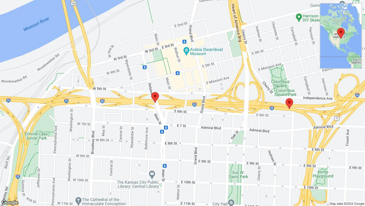 A detailed map that shows the affected road due to 'Heavy rain prompts traffic advisory on eastbound I-70/I-35 in Kansas City' on May 31st at 5:10 p.m.