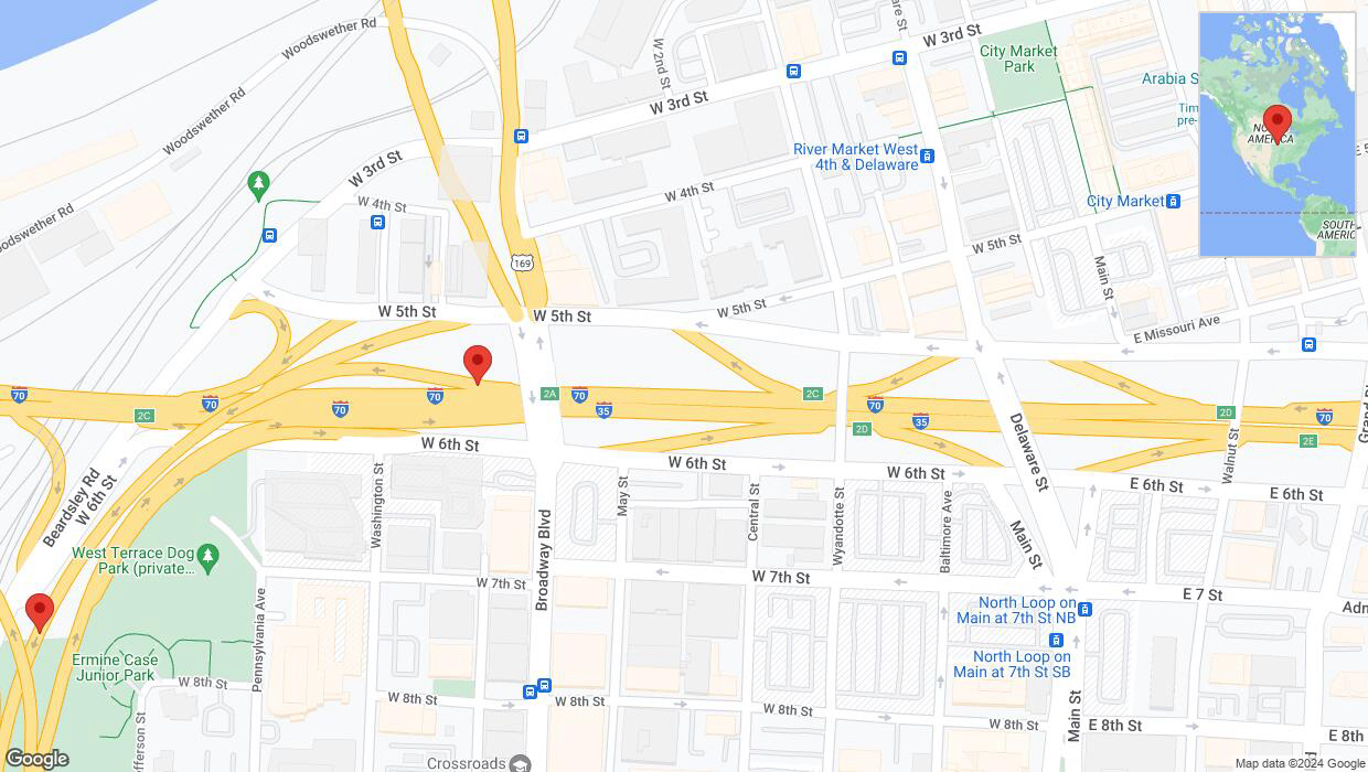 A detailed map that shows the affected road due to 'Traffic alert issued due to heavy rain conditions on southbound I-35 South in Kansas City' on May 31st at 5:16 p.m.