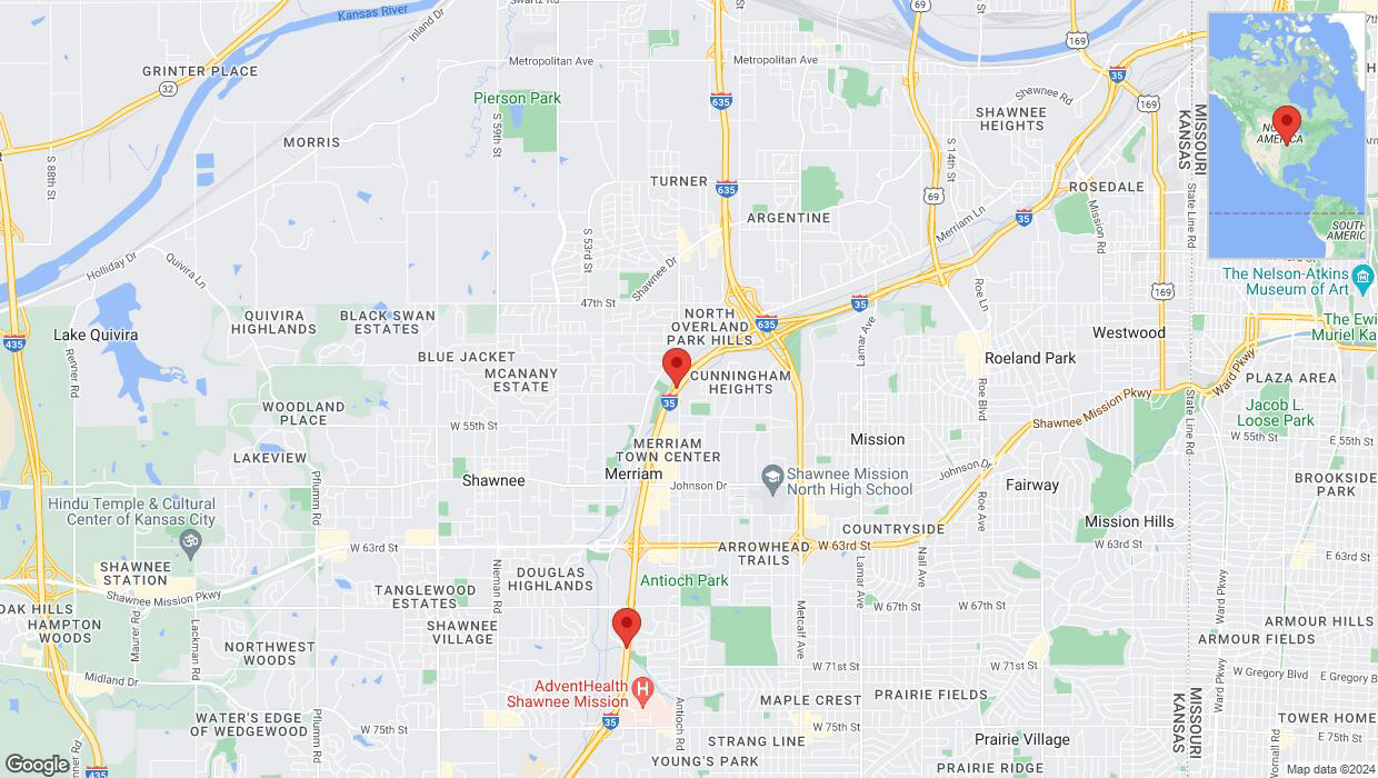 A detailed map that shows the affected road due to 'Heavy rain prompts traffic warning on westbound I-35 in Overland Park' on May 31st at 5:34 p.m.