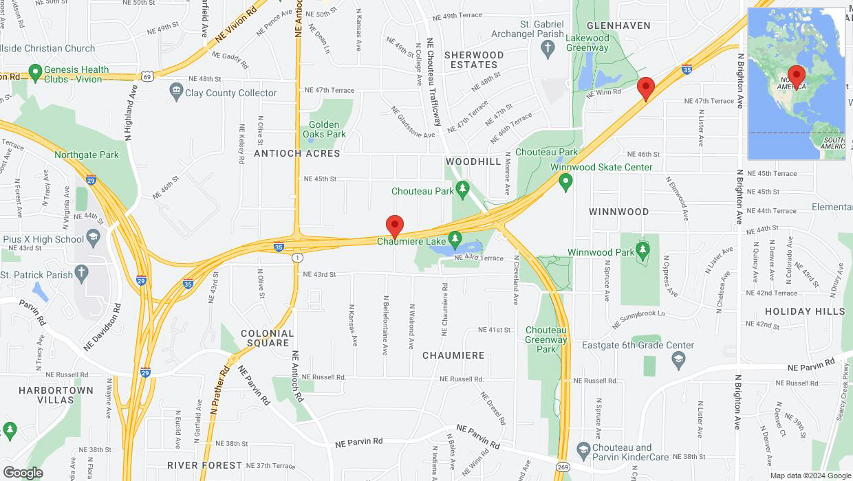 A detailed map that shows the affected road due to 'Heavy rain prompts traffic warning on northbound I-35 in Kansas City' on May 31st at 5:40 p.m.