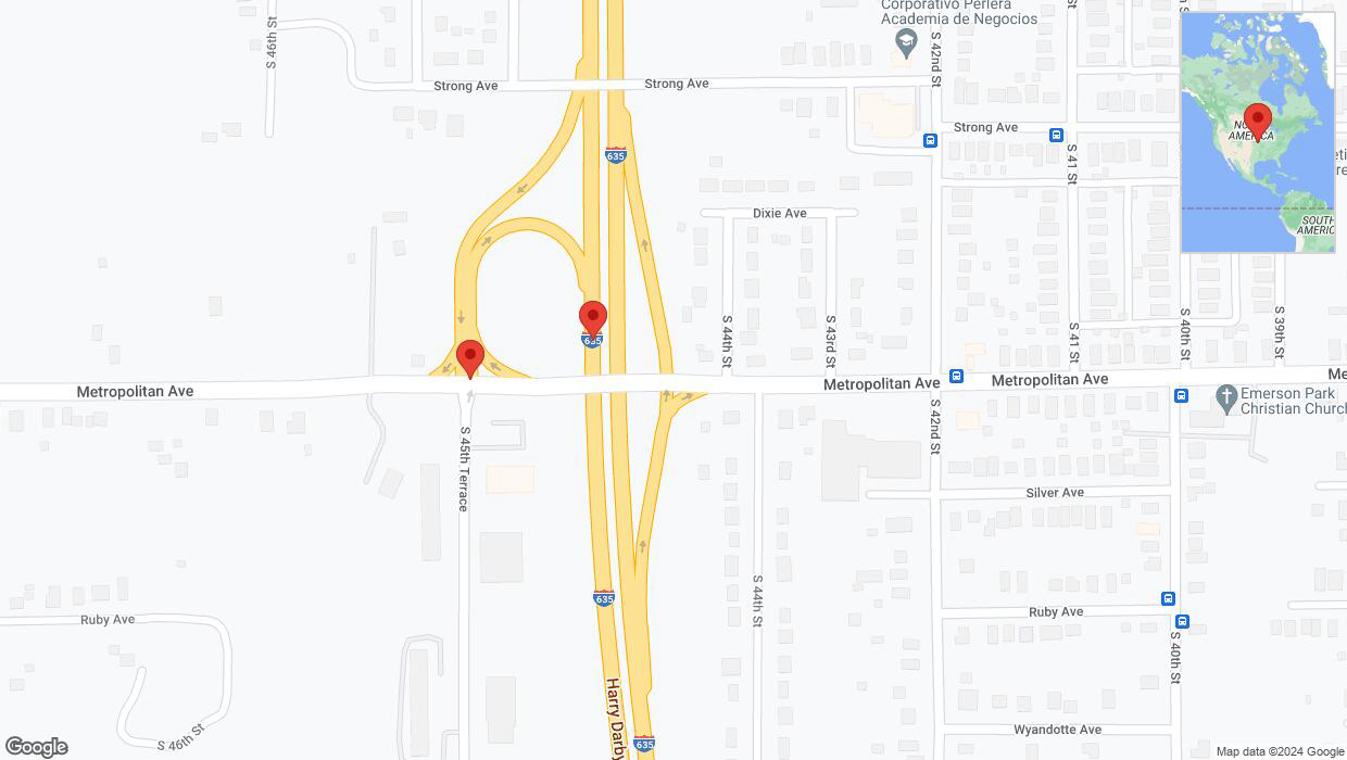 A detailed map that shows the affected road due to 'Kansas City: Metropolitan Avenue closed' on June 2nd at 3:37 p.m.