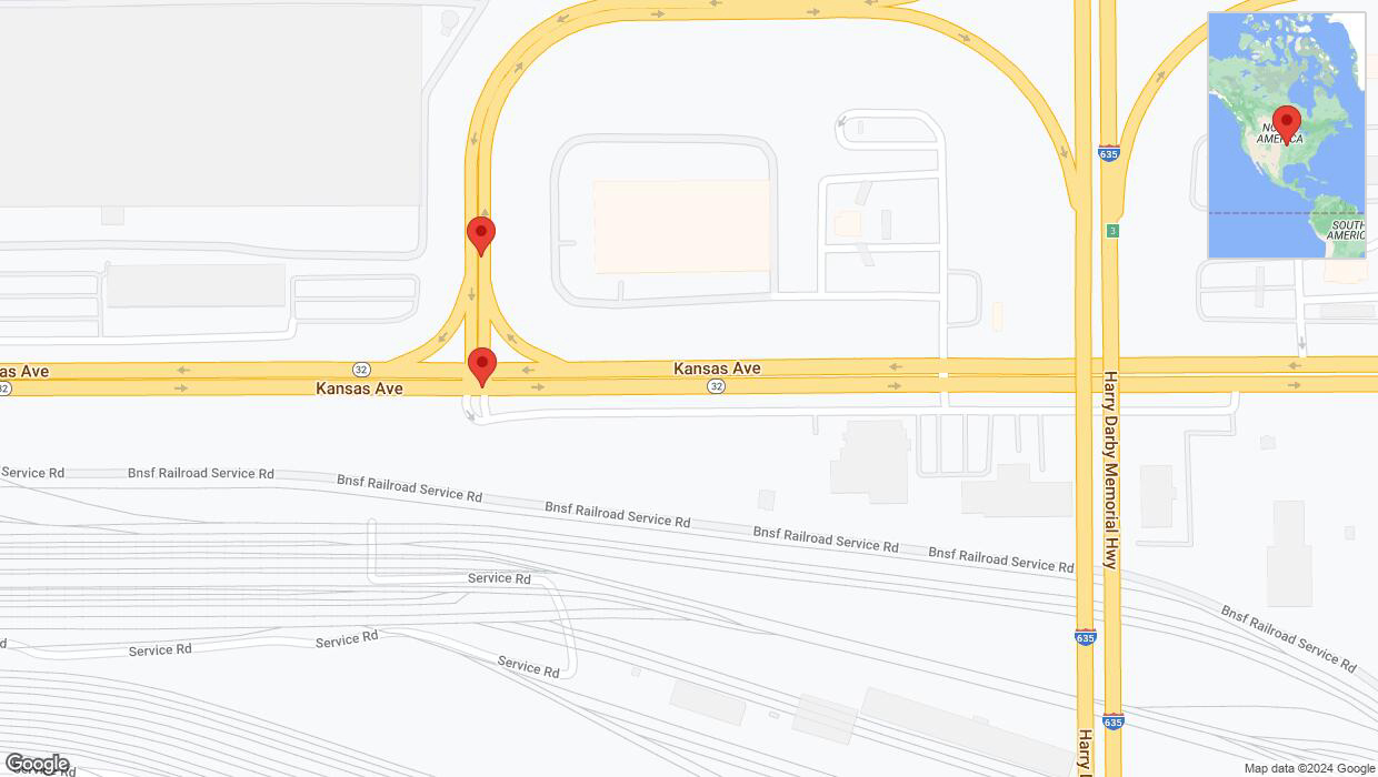 A detailed map that shows the affected road due to 'Kansas City: Kansas Avenue temporarily closed' on June 2nd at 5:30 p.m.