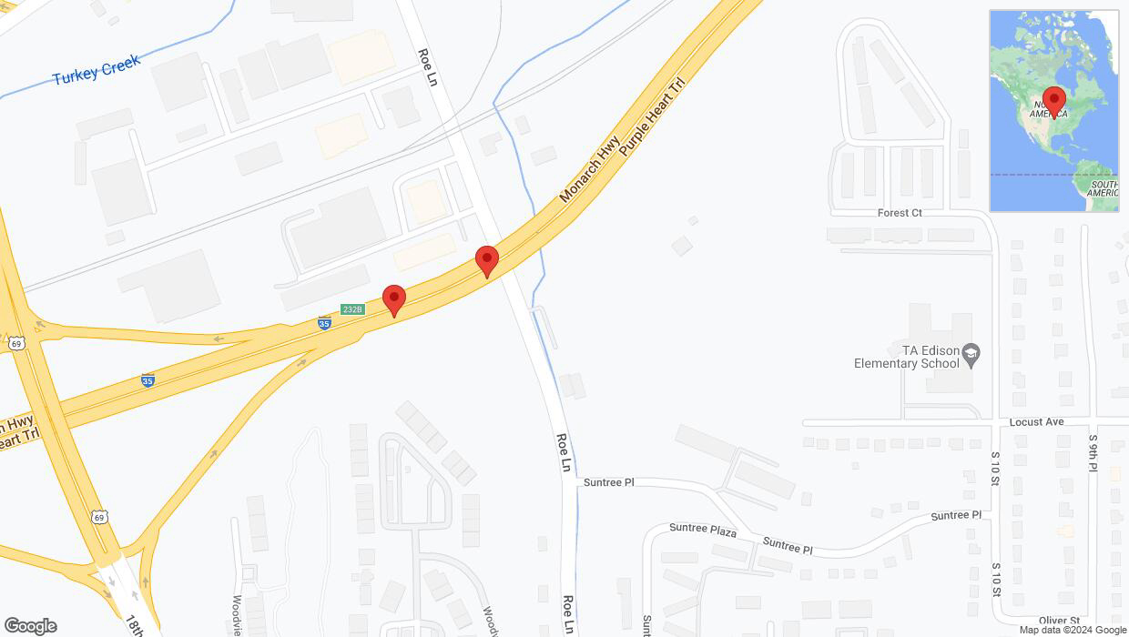 A detailed map that shows the affected road due to 'I-35 closed in Kansas City until Mar. 22' on June 2nd at 11:45 p.m.