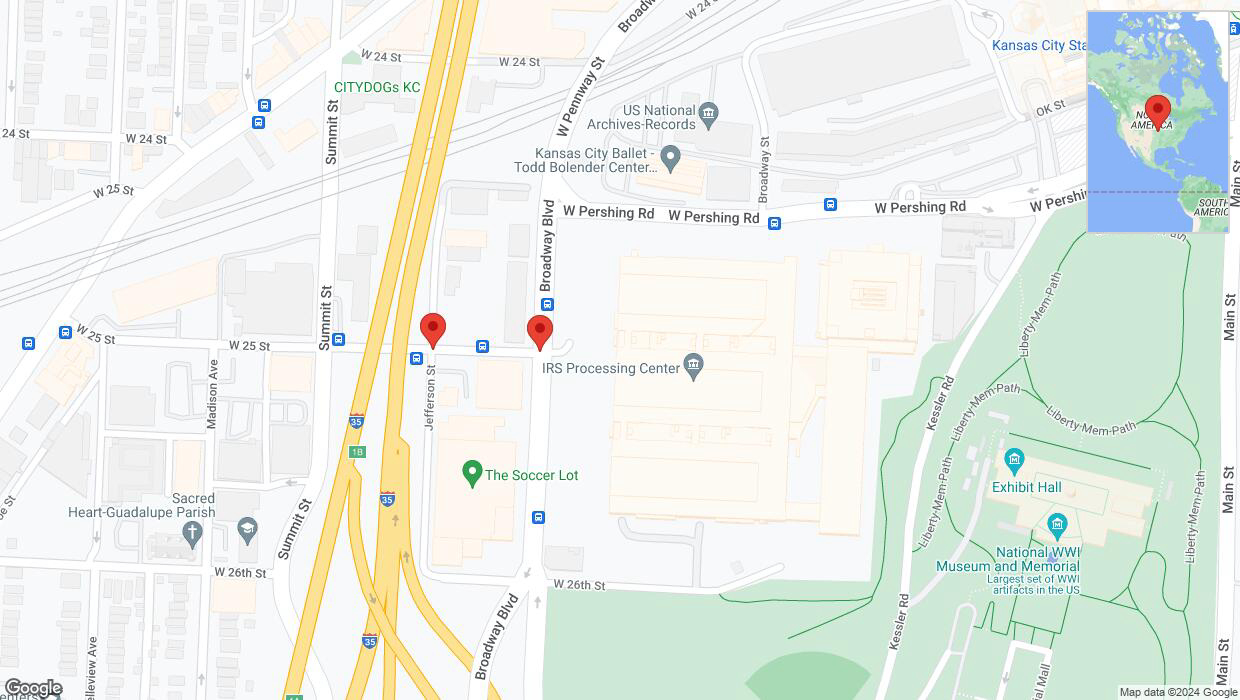 A detailed map that shows the affected road due to 'Kansas City: Jefferson Street temporarily closed' on June 5th at 9:09 p.m.