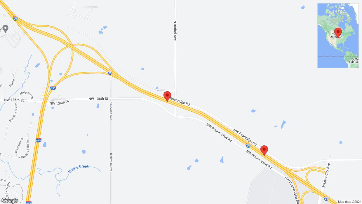 A detailed map that shows the affected road due to 'Heavy rain prompts traffic advisory on eastbound I-435/I-29 in Platte City' on June 4th at 10:30 p.m.
