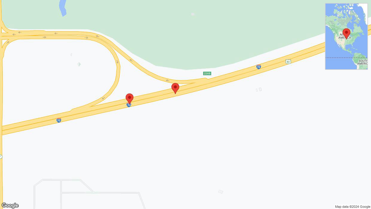 A detailed map that shows the affected road due to 'Warning: Crash on eastbound I-70 in Bonner Springs' on June 5th at 2:53 p.m.
