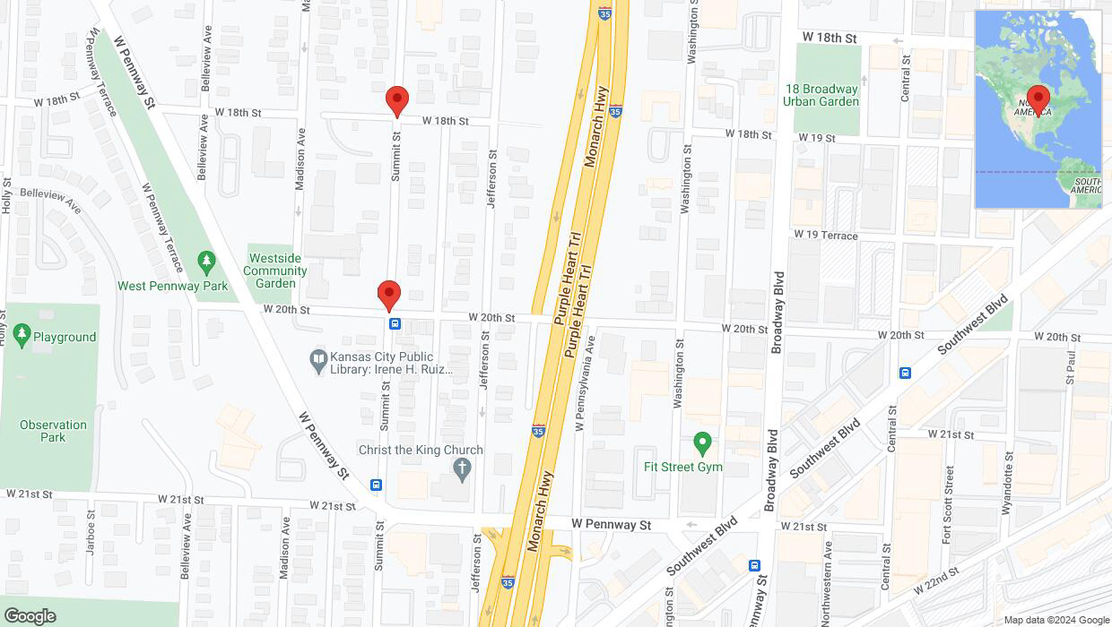 A detailed map that shows the affected road due to 'Summit Street closed in Kansas City' on June 5th at 6:16 p.m.