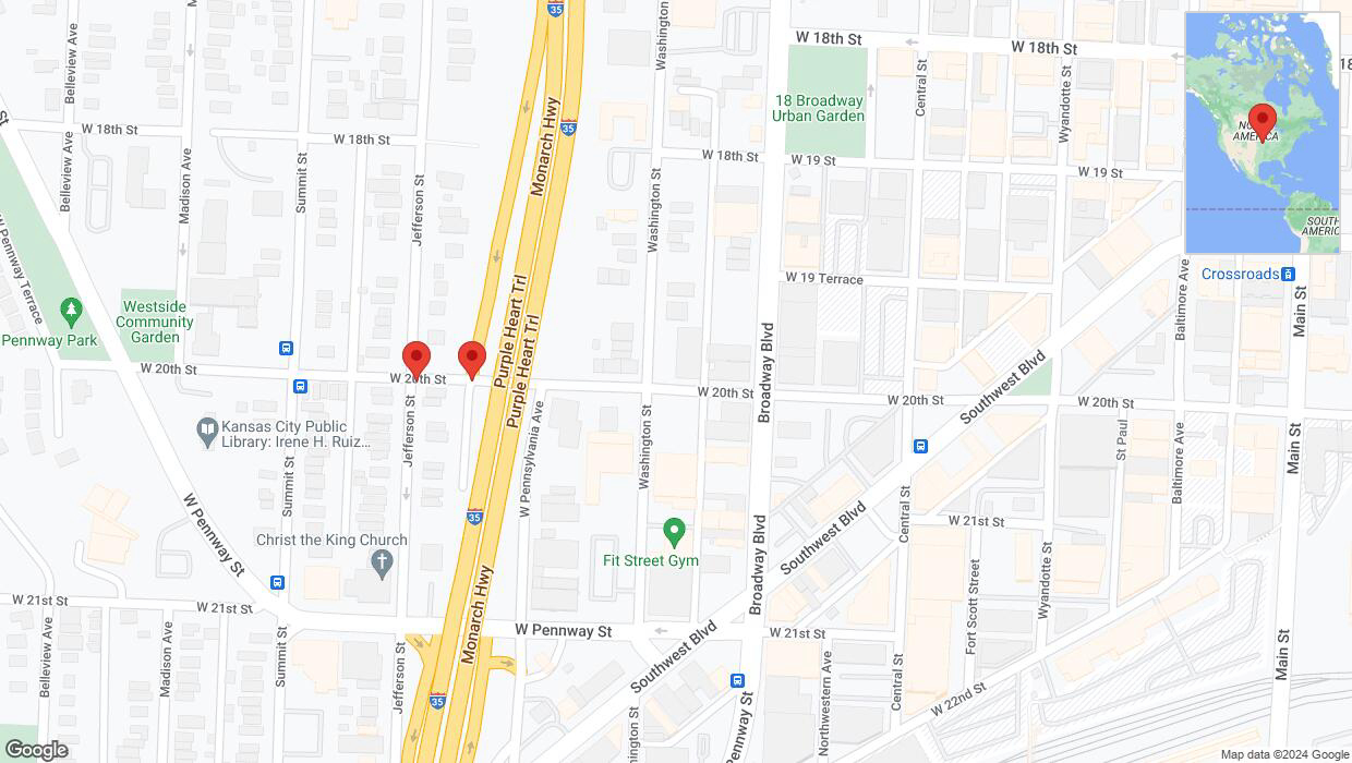 A detailed map that shows the affected road due to 'Kansas City: West 20th Street temporarily closed' on June 7th at 9:18 p.m.