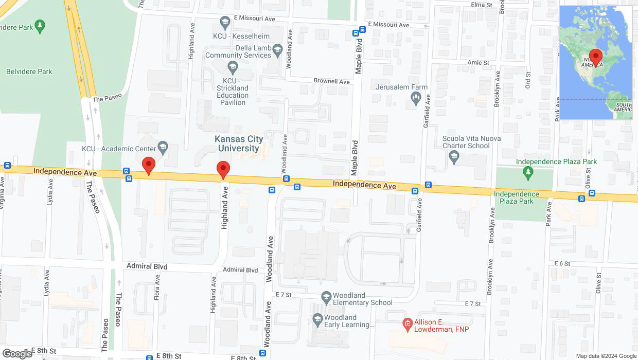 A detailed map that shows the affected road due to 'Independence Avenue/US-24 temporarily closed in Kansas City' on June 11th at 9:26 p.m.