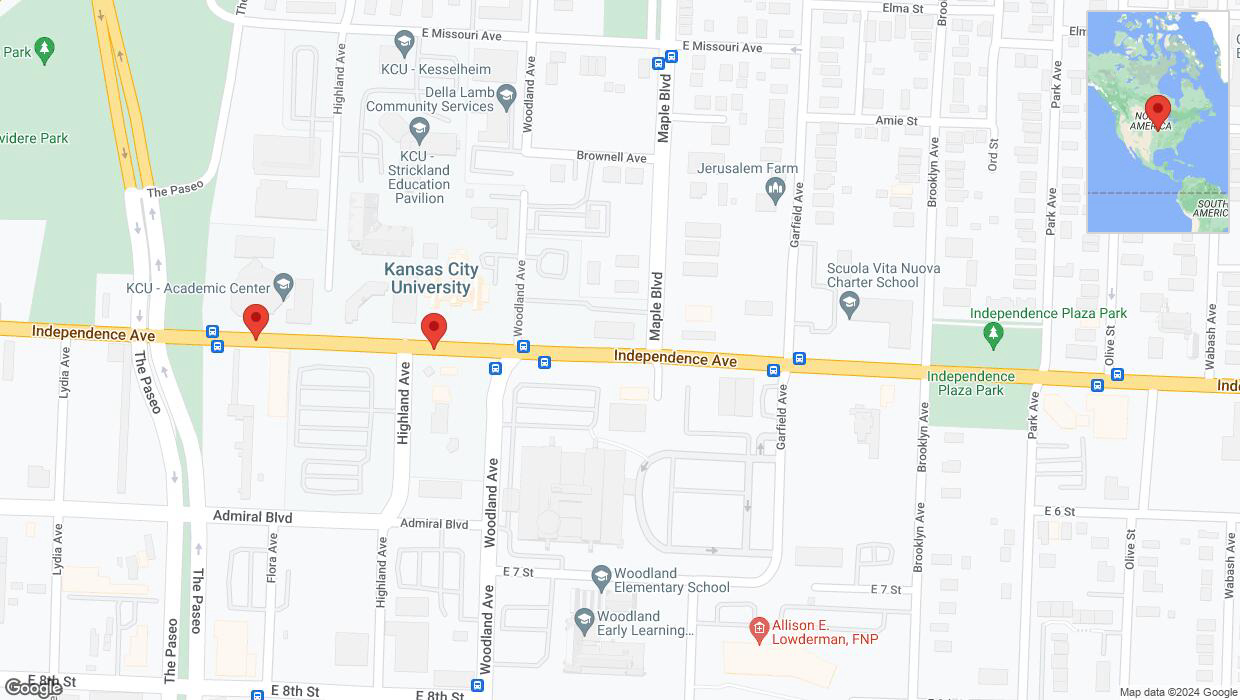 A detailed map that shows the affected road due to 'Independence Avenue/US-24 temporarily closed in Kansas City' on June 12th at 8:16 p.m.