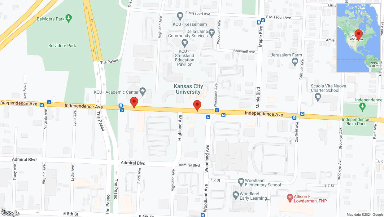 A detailed map that shows the affected road due to 'Kansas City: Independence Avenue/US-24 closed' on June 13th at 5:18 p.m.