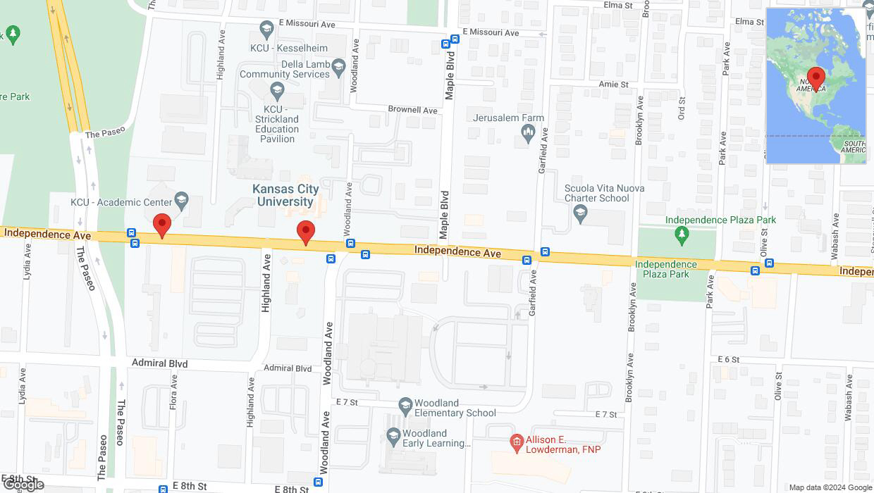 A detailed map that shows the affected road due to 'Independence Avenue/US-24 temporarily closed in Kansas City' on June 13th at 10:44 p.m.