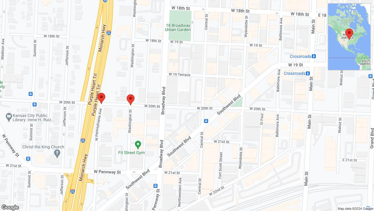 A detailed map that shows the affected road due to 'Kansas City: West 20th Street temporarily closed' on June 15th at 1:37 p.m.